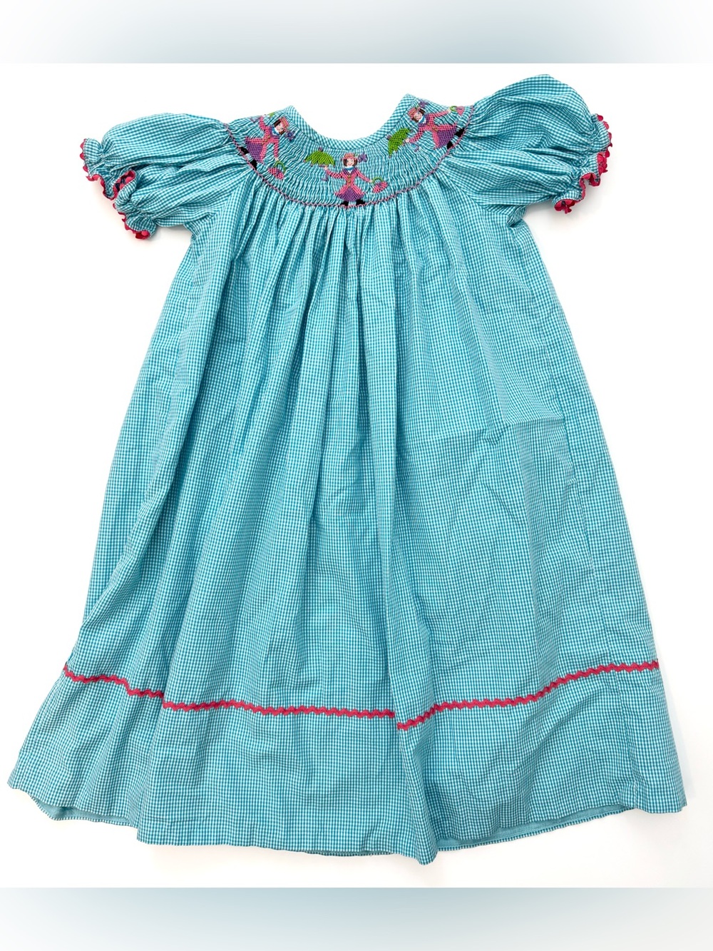 Shrimp & Grits Kids Storybook Hand Smocked Umbrella Gingham Boutique Dress